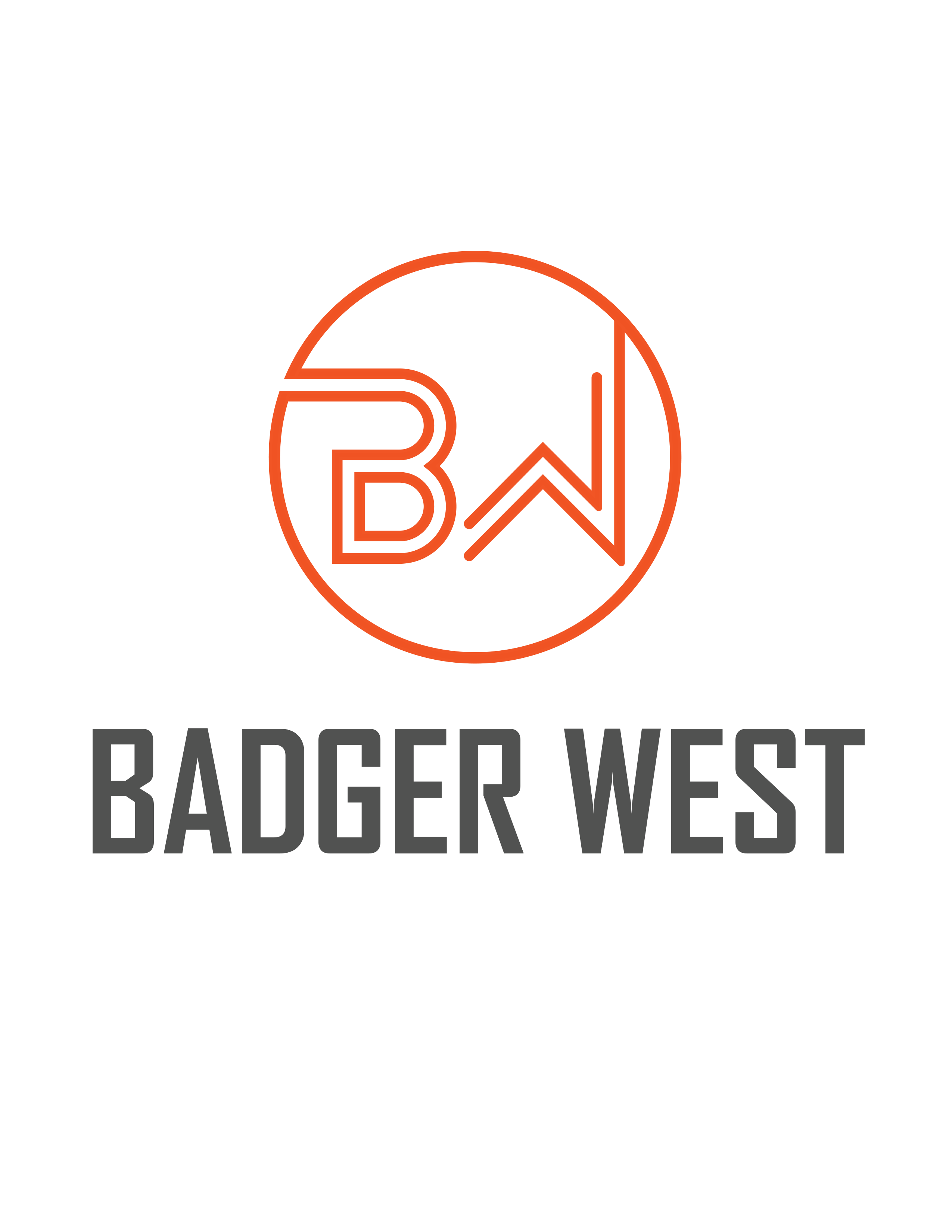 A logo with the text "Badger West" below it.